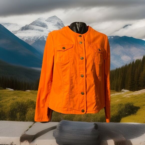 Pendleton Jackets & Blazers - Pendleton Colarless Shaket Womens Orange Large‎ 98% Cotton 2% Spandex